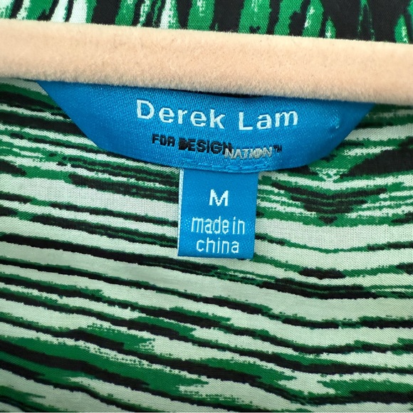Derek Lam for DesignNation Green Woodgrain Print Cotton Tunic Dress Size M NWOT - Picture 2 of 10